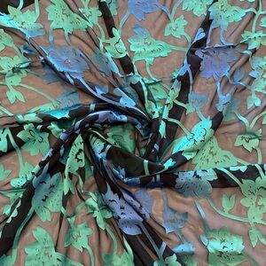 Floral Sheer Fabric in Blue and Green